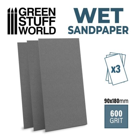 Green Stuff World Wet water proof SandPaper 180x90mm - 600 grit