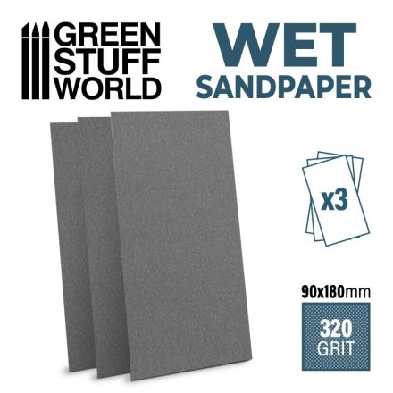 Green Stuff World Wet water proof SandPaper 180x90mm - 320 grit