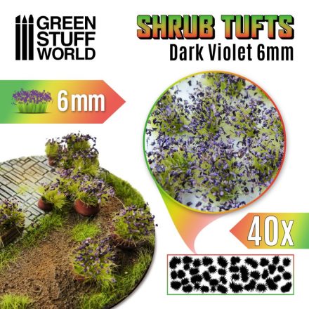Green Stuff World Shrubs TUFTS - 6mm self-adhesive - DARK VIOLET