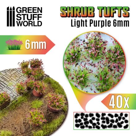 Green Stuff World Shrubs TUFTS - 6mm self-adhesive - LIGHT PURPLE