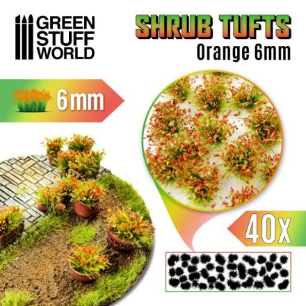 Green Stuff World Shrubs TUFTS - 6mm self-adhesive - ORANGE