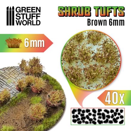Green Stuff World Shrubs TUFTS - 6mm self-adhesive - BROWN
