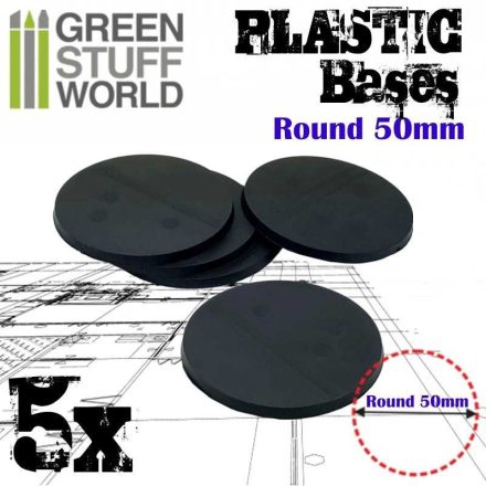 Green Stuff World Plastic Bases - Round 50 mm BLACK