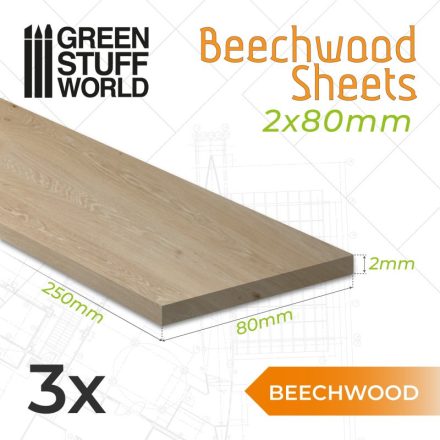 Green Stuff World Beechwood sheet 2x80x250mm
