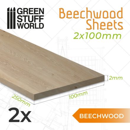 Green Stuff World Beechwood sheet 2x100x250mm