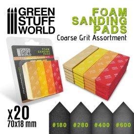   Green Stuff World Foam Sanding Pads - COARSE GRIT ASSORTMENT x20