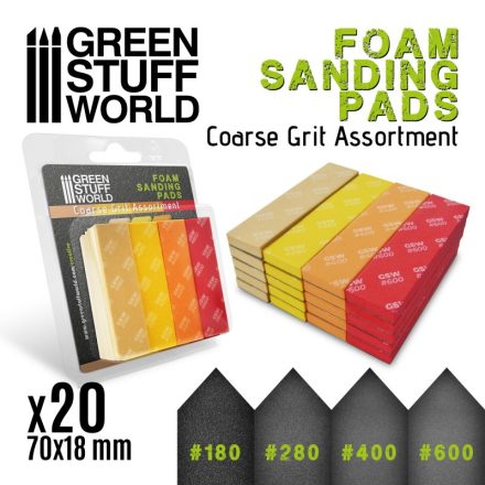 Green Stuff World Foam Sanding Pads - COARSE GRIT ASSORTMENT x20