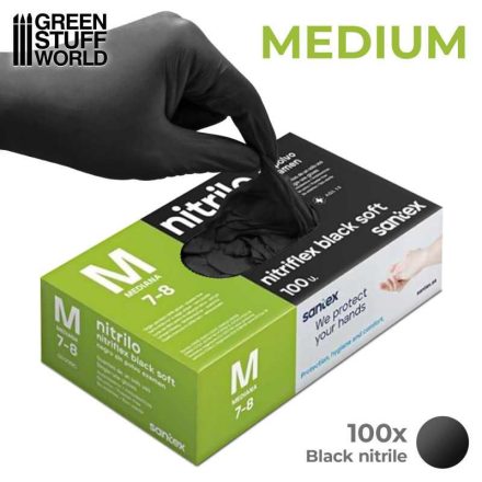 Green Stuff World Black Nitrile Gloves - Medium