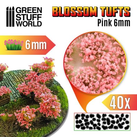 Green Stuff World Blossom TUFTS - 6mm self-adhesive - PINK