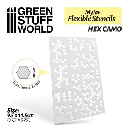 Green Stuff World Flexible Stencils - HEX CAMO (4x5mm)