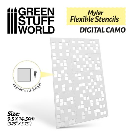 Green Stuff World Flexible Stencils - DIGITAL CAMO (5mm)
