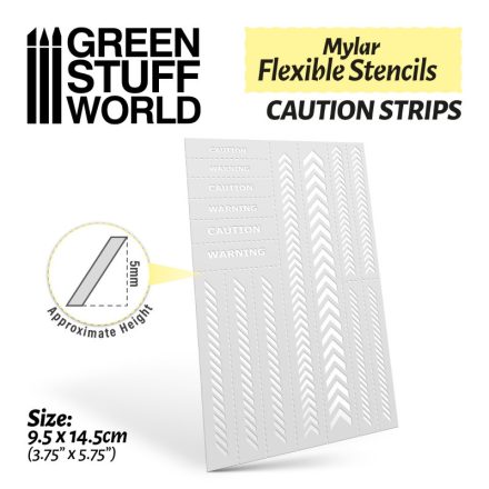 Green Stuff World Flexible Stencils - Caution Strips (5mm aprox.)