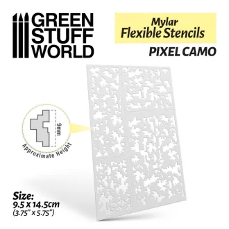   Green Stuff World Flexible Stencils - Pixel CAMO (9mm aprox.)