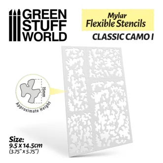   Green Stuff World Flexible Stencils - Classic Camo 1 (15mm aprox.)