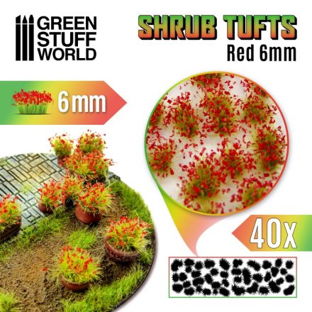 Green Stuff World Shrubs TUFTS - 6mm self-adhesive - RED Flowers