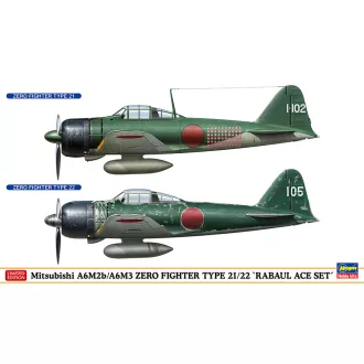   Hasegawa Mitsubishi A6M2b/A6M3 Zero Fighter Type 21/22 'RABAUL Ace Set' (2 Kits In The Box) - katonai repülő makett