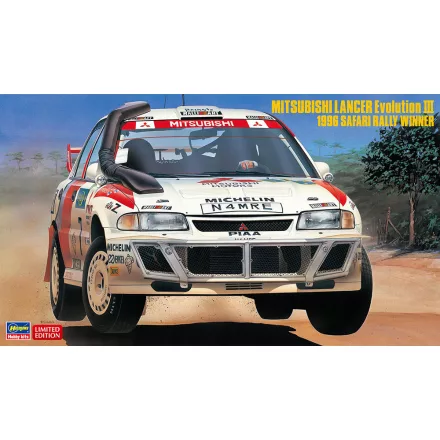 Hasegawa Mitsubishi Lancer Evolution III 1996 Safari Rally Winner makett