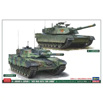   Hasegawa M1 Abrams And Leopard 2 'NATO Main Battle Tank Combo' (2 Kits In The Box) - harcjármű makett