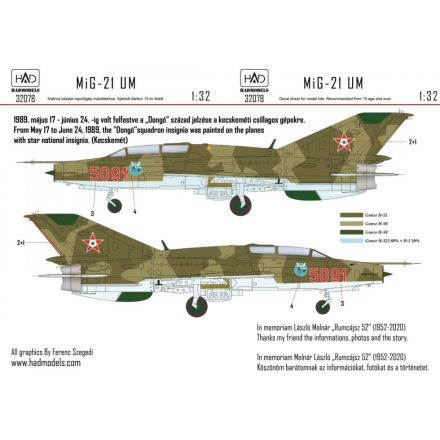 HAD MiG-21 UM 5091 "Dongó" Századjelzéses Csillagos felségjellel matrica