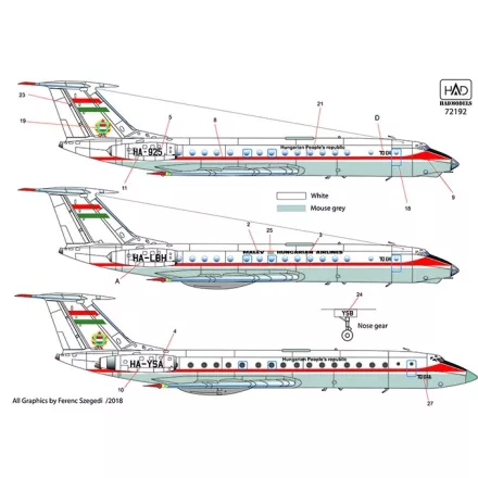 HAD Tu-134/Tu134A Kormány gép matrica 1:72