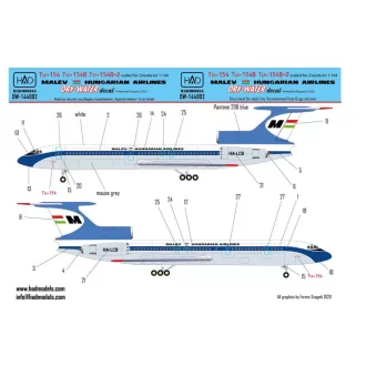   HAD Tu-154 B Tu-154B-1 70's-80's évek MALÉV DRY-WATER matrica