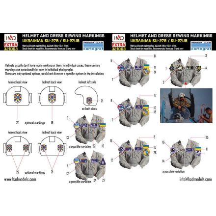 HAD Ukrainian Su-27B/UB sewing patches and Helmet markings decal 1:32
