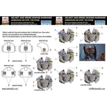 HAD Ukrainian Su-27B/UB sewing patches and Helmet markings decal 1:72