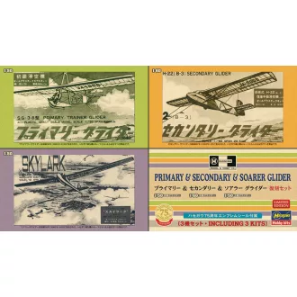   Hasegawa Primary and Secondary Soarer Glider (3 kits in box) - polgári repülő makett
