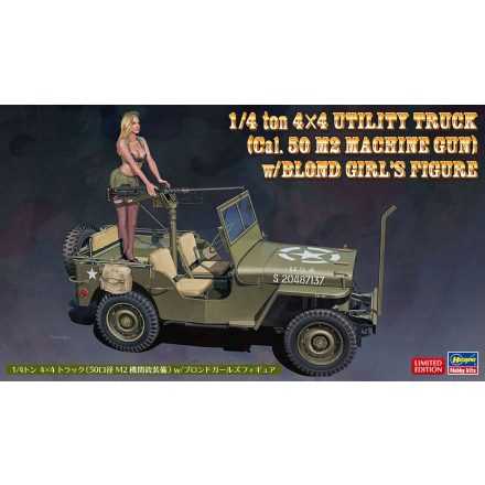 Hasegawa 1/4 ton 4x4 Utility Truck (Cal. 50 M2 Machine Gun) w/Blond Girl's Figure makett
