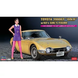   Hasegawa Toyota 2000GT "Gold" w/60's Girl's Figure makett