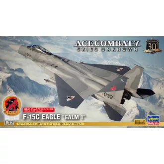   Hasegawa Ace Combat 7 Skies Unknown - F-15 C Eagle "Galm 1" with Acrylic Stand makett