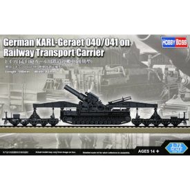   Hobby Boss German KARL-Geraet 040/041 on Railway Transport Carrier makett