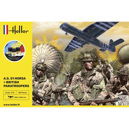 Heller STARTER KIT A.S. 51 Horsa+ Paratroopers makett