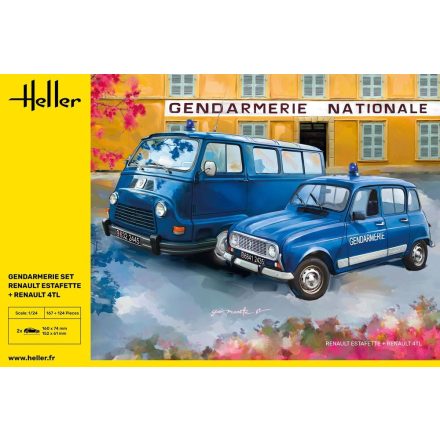 Heller Gendarmerie Set Renault Estafette + Renault 4TL makett