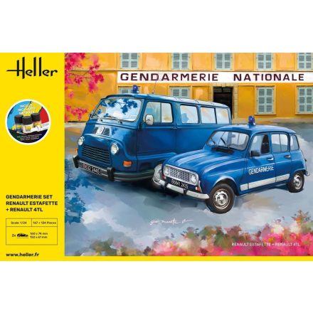 Heller STARTER KIT Gendarmerie Set Renault Estafette + Renault 4TL makett