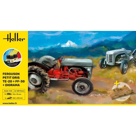 Heller STARTER KIT Ferguson Petit Gris 2 x + Diorama makett