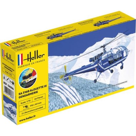 Heller STARTER KIT SA 316 Alouette III Gendarmerie makett