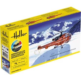   Heller STARTER KIT Alouette III Sécurité Civile helikopter makett