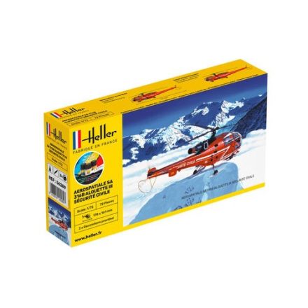 Heller STARTER KIT Alouette III Sécurité Civile makett