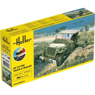   Heller STARTER KIT US 1/4 Ton Truck & Trailer harcjármű makett