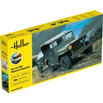   Heller STARTER KIT US 1/4 Ton Truck 'n Trailer harcjármű makett