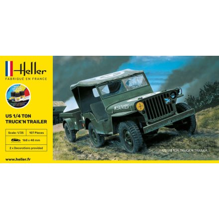Heller STARTER KIT US 1/4 Ton Truck 'n Trailer makett