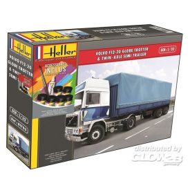   Heller STARTER KIT Volvo F12-20 GlobeTrotter & Twin-Axle Semi Trailer  makett