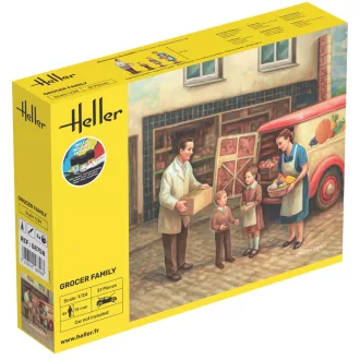 Heller STARTER KIT Grocer Family figura makett