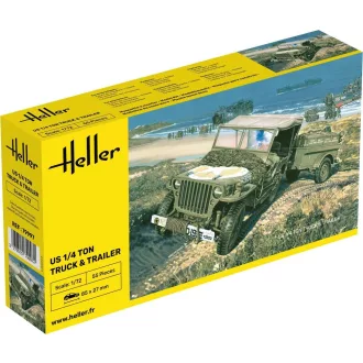 Heller US 1/4 Ton Truck & Trailer harcjármű makett