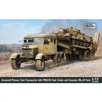   IBG Scammell Pioneer Tank Transporter With TRCU30 Tank Trailer And Crusader Mk.I/II Tank makett