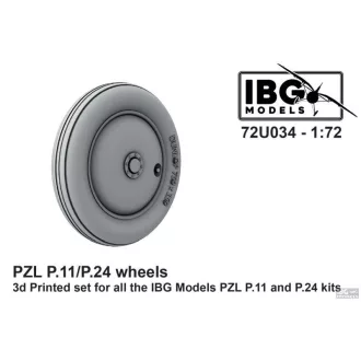   IBG Models PZL P.11/P.24 - Wheels - 3D Printed Set for IBG Kits - repülőgép futómű készlet