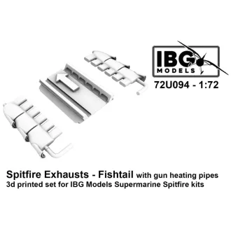   IBG Models Supermarine Spitfire - Exhausts Fishtail Type with Gun Heating Pipes (for IBG Kits / 3D-Printed) - repülőgép kipufogókészlet