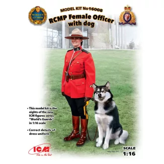 ICM RCMP Female Officer with dog 1:16 figura készlet