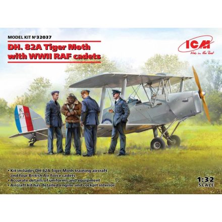 ICM DH. 82A Tiger Moth with WWII RAF cadets makett